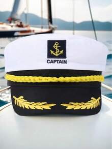 12/6pcs Navy Cap Sailor Hat Outdoor Travel Sun Hat Casual Flat Top Cap Captain Hat Cruise Party Men Women Navy Ceremonial Hat, Ideal Choice For Team Building Gatherings Winter Warm - White - View 3