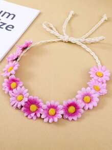 1pc Sunflower Floral Wreath Headband, Sweet Aesthetic Everyday Outdoor Photo Prop, Summer