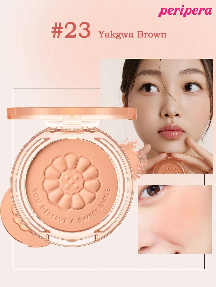 K-Beauty Peripera Solid Color Powder Blush Palette, Matte Powder Blush, Fine Powder Blush, Non-Caking, Long-Lasting, Multi-Purpose Makeup Palette, Nude Makeup, Face Makeup, Korean Makeup, Korean Cosmetics - #23 Yakgwa Brown (mới) - Xem 1