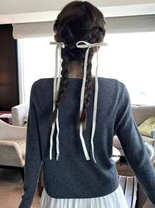 2 pièces/set Clips à cheveux à nœud de ruban style ballet minimaliste pour femmes, accessoires capillaires mignons et décontractés pour tous les jours, convenant à toute occasion