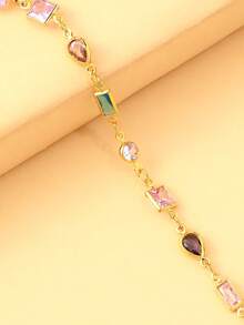 1 件新品欧美时尚独特彩色水晶流苏项链，稀有高端彩色锆石锁骨链 - 幾何 - 查看 7