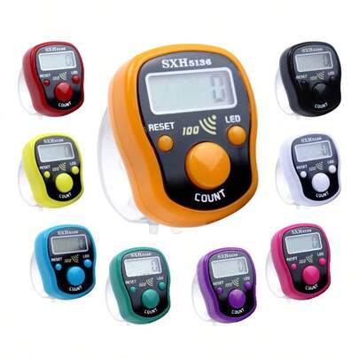 1 pieza Contador digital electrónico de dedos, Contador de dígitos de clic manual, Contador de dígitos para deportes/tejido, Espaciado ajustable, Pantalla LCD electrónica, Contador numérico para los dedos