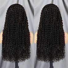 42 Inch Jerry Curly Human Hair Wig 200% Density Brazilian Kinky Curly Lace Front Wig HD Transparent Lace Wig Unprocessed Virgin Human Hair Wigs For Women Curly Human Hair Wig Full And Thick - Natural Black - 查看 8