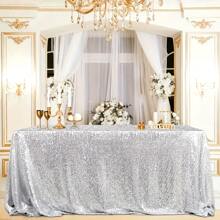 1 块闪亮亮片桌布，适合节日庆祝、宴会、圣诞节、新娘派对和迎婴派对