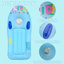 2 Airbag Anti-Rollover Inflatable Surfboard With Viewing Window, Double Handles Design, Outdoor Water Sport Equipment, Available In Blue And Pink, Beach Essentials, Beach Accessories, Pool Float - Blue - View 5