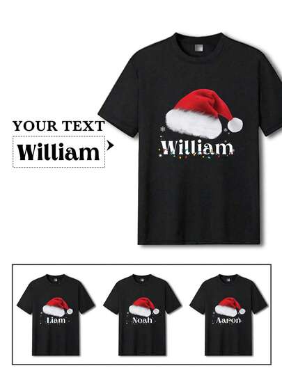 Áo thun nam cổ tròn in hình theo yêu cầu chủ đề Giáng sinh, thích hợp cho họp mặt gia đình, tiệc Giáng sinh, quà tặng bạn thân, quà tặng ngày lễ, in ảnh cá nhân của bạn bè, người yêu, thú cưng, áo thun tự thiết kế mang đậm bản sắc văn hóa, áo đen, áo thể thao.