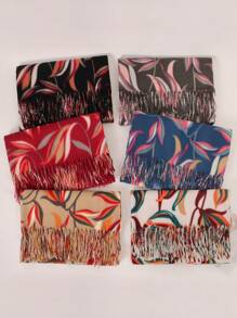 1pc Floral Printed Polyester Casual Scarf, Winter