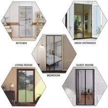 New Magnetic Fly Screen Door Curtain, Full Magnetic Strip, Self-Adhesive, Suitable For Living Room, Bedroom, Prevents Mosquitoes, No Drill Required, Curtain Divider, Summer