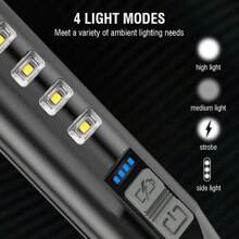 1 pièce Lampe de poche d'autodéfense avec lumière latérale, OSL+8 LED, 4 modes d'éclairage, lampe de sécurité puissante, torche tactique pour l'extérieur, lampe de baseball à lumière intense, pour la patrouille extérieure, l'aventure, la chasse, le camping, la randonnée, anti-émeute, les urgences, le travail