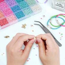Juego de hacer pulseras con cuentas de vidrio de 24 colores, adecuado para niñas y adultos, set de pulseras de la amistad con cuentas con letras, para manualidades y regalos DIY