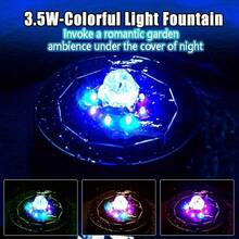 Solar Water Fountain Bird Bath For Outside - 3.5W With LED Colorful Lights, 3000mAh Battery, Multiple Nozzles - Universal For Outdoor Bird Baths, Gardens, Ponds, Fish Tanks, Aquariums & Pools - S-A4 - 查看 10