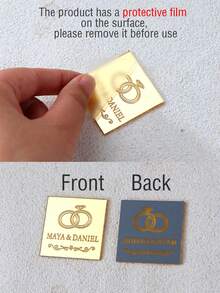 Personalized Square Tag Engraved Gold Mirror Acrylic Wedding Happy Birthday Square Decorative Chocolate Sign Shower Custom Name Guest Gift ,Forever Love - Multicolor - View 5