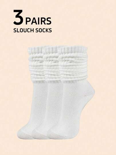 Assorted Women's White Casual Socks, Round Toe Socks, Casual Socks, Fleece Socks, Fleece Socks, Warm, Thick, Boots, Autumn/Winter, Knitted Socks, Mother's Day