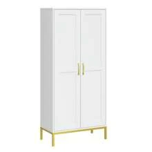 Storage Cabinet,Kitchen Pantry Cabinet With 2 Doors And Adjustable Shelves,Tall Storage Cabinet For Bathroom, Living Room, Laundry,Natural,Blcak,White