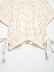 ZEVITY Suéter de punto casual con decoración de cordones laterales y aberturas, diseño de nudo en el bajo, tejido grueso, para otoño/invierno SW2515