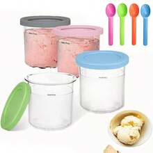 4x Ice Cream Tubs For Creami Deluxe Ice Cream Containers Dessert Tubs - Multicolor - View 3