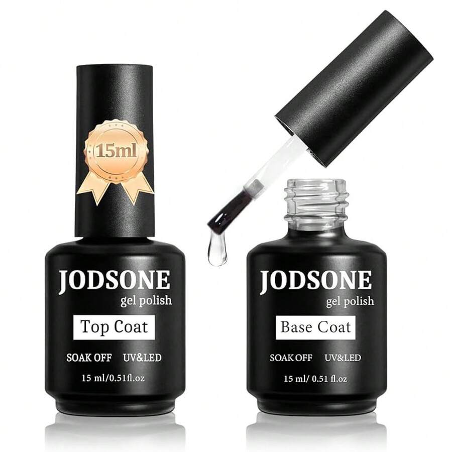 2 Bottles Of Top Coat Base Coat Set No Wipe Foundation Combination Bright Surface At Home DIY Nail Salon Girl Gift - 2 件 15ml-BT - 查看 1