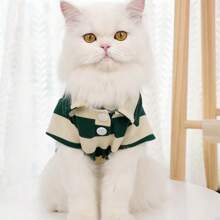 Mascotas, gatos, perros, ropa para perros, cachorros, ropa para perros chihuahua, artículos para gatos, camisas para perros, camisetas de perro a rayas, ropa para perros pequeños de manga larga adecuada para perros y gatos medianos y pequeños, bulldog francés, salchicha, Yorkshire Terrier, ropa para perros de moda y transpirable, polos a rayas clásicos, adecuados para verano y otoño