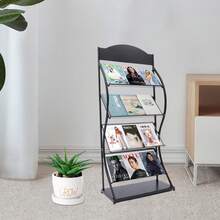 Bazargame 4 Layers Magazine Rack Floor-Standing, 4-Tier Floor-Standing Magazine Rack, Calligraphy Stand Shelf, Brochure Stand, Leaflet Display Stands Free Standing - 黑色 - 查看 7