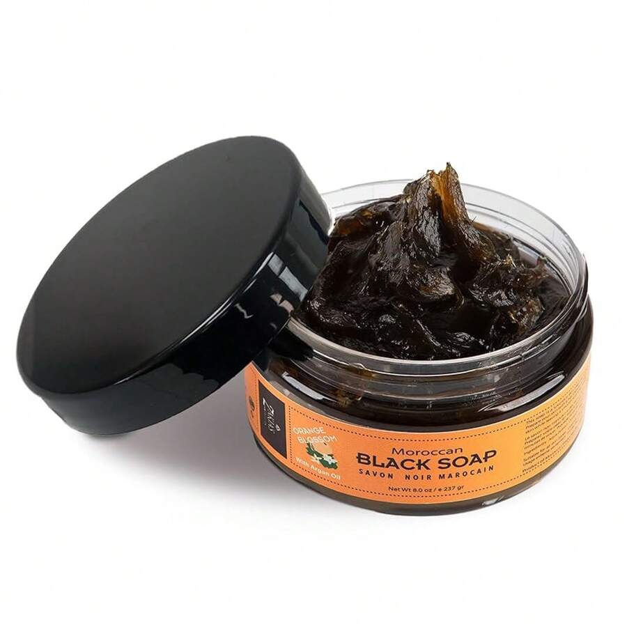 Zakia's Morocco Black Soap (Beldi) With Lavender Scent -% Natural, Body Scrub, & Natural, Purifying, Cleansing, Exfoliating Hammam Ritual- 8.0 Oz / 226gr - 橘色 - 查看 1