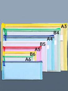 3 pezzi Borse a rete con zip a 5 colori, misure A3/A4/A5, borse porta zip di varie dimensioni, borse con zip impermeabili per conservazione, documenti, biglietti, cartoleria, elaborati d'esame, quaderni (colori casuali), per il ritorno a scuola, forniture scolastiche
