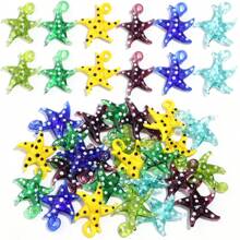 3pcs Colorful Glazed 3D Polka Dot Starfish Pendant, Suitable For DIY Necklace, Bracelet, Earring, Keychain Jewelry Making Supplies