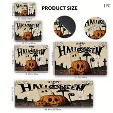 1 pieza Alfombrilla para barra de café, escurridor, alfombrilla de goma suave y absorbente a prueba de agua para secado de platos, con impresión de serie de Halloween con fantasma, calabaza y telaraña, para decoración de encimeras, restaurantes, cocina, mesa de comedor del patio, artículos del hogar