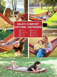 三合一吊床：这款便携式吊床采用舒适面料制成，配有旅行袋和环保绳索，是花园露营、户外/室内露台、阳台、后院、海滩和公园的理想之选。（260厘米*80厘米/260厘米*100厘米）