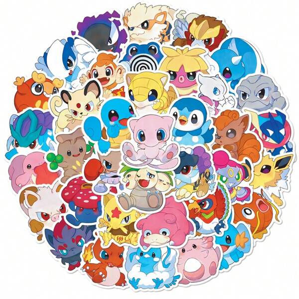 bandai 50PCS Cute Anime Stickers Kawaii Cartoon Waterpoof Decoration Decals DIY Laptop Car Refrigerator Skateboard Cool Kids Sticker Toys