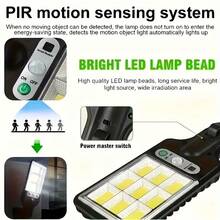 Solar Outdoor Street Light-Outdoor Security Light With Remote, Waterproof Garden Pathway Lighting,Barricade Light Wall Light, 108COB High Brightness LED Solar Garden Light! 2000 Lumens Waterproof Spotlight Garage Wall Anti-Theft Lighting Intelligent Human Body Sensor +3 Levels Dimming Mode - Solar Outdoor Lights,Solar Panel Powered Security Light For Garden, Garage, Yard, Backyard, Patio - Durable Outdoor Pathway Lighting, Garden Lights For Yar,Human Body Induction Wall Light,Garden Light(1/2/4/8pcs) - 黑色 - 查看 8