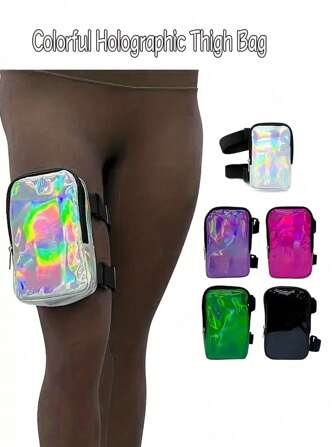 全息大腿包 - 手机支架男女通用节日包 - 彩虹脚踝包 - 反光嘉年华包、运动包、防水包、假日海滩旅行手机壳、防水手机壳、手机袋、夏季游泳包、游泳假日海滩、可调节肩带大腿包、时尚女士大腿带腿包