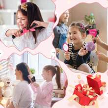 18-teiliges Kinder Friseur-Set, Friseur-Rollenspiel für Kinder mit Spielzeug-Haartrockner, Lockenstab, Spiegel und Styling-Zubehör, Verkleidung Schönheits-Set für Mädchen