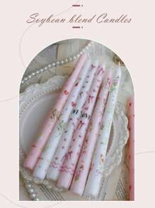 2pcs/Set (One Box) Long Pole Conical Heart Pink Candle, 9.84 Inches, Soy Wax Smokeless, Wedding Banquet Decoration Atmosphere Long Candle Branch, Black Heart, Red Heart, Pink Candle White Candle, Holiday Atmosphere Candle, Valentine's Day Candle, Cute And Fun Candle