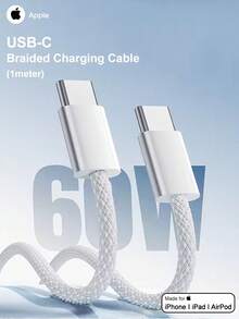 USB-C 编织充电线 (1米) Apple 正品充电线 Apple 手机原装充电线 - 白色 - 查看 1