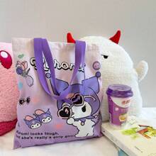 Sanrio Hello Kitty, Cinnamoroll,Pochacco 1pc Supply List Japanese Kt Cat Cartoon Hello Kitty Canvas Bag Fresh And Simple Shoulder Bag Class Hand-Held Canvas Bag, Cute Cartoon Large Capacity Handbag Shopping Storage Bag Tutoring Bag Small Gift Prizes,Birthday Gift,Makeup Bag,Hello Kitty Items
