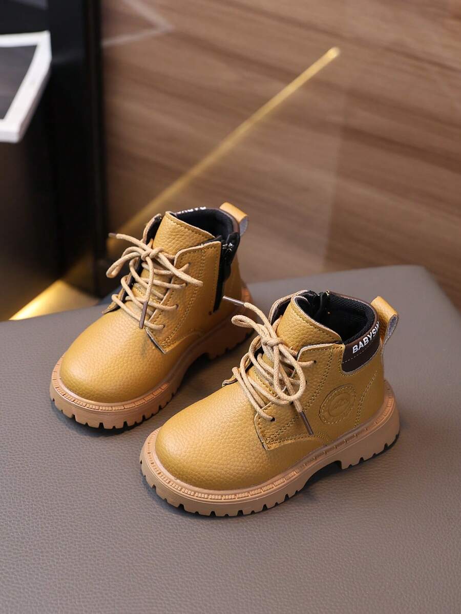 幼儿时尚百搭软底舒适休闲靴,婴儿爬行靴,儿童西部靴 - 黃色 - 查看 1