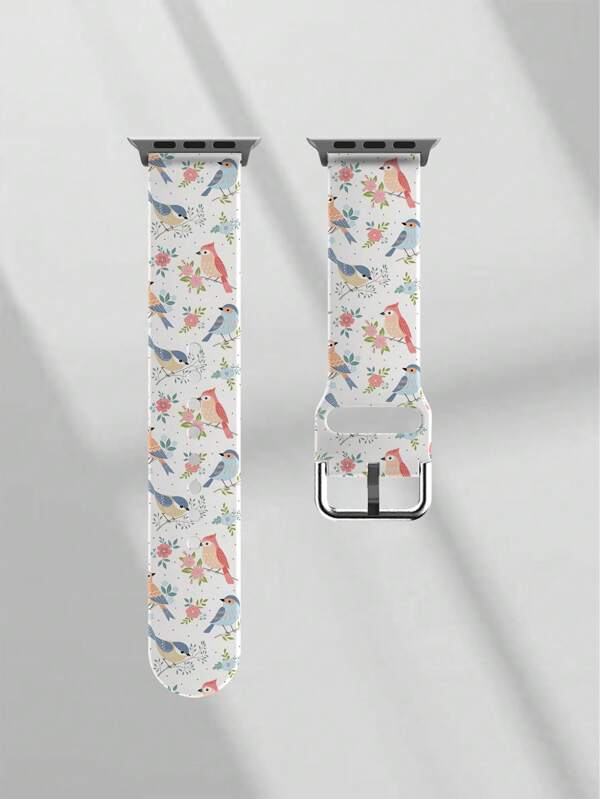 Small Bird Pattern 1pc Soft, Elastic & Breathable Replacement Watch Strap Band Compatible With Samsung, Garmin, Honor Smart Watches And
