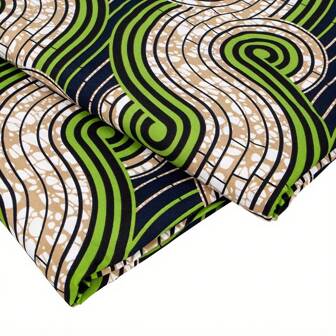 1 pieza 6 Yardas de Tela Africana de Batik Retro Impresa a Doble Cara con Diseño Geométrico Retro, Tela para Disfraz Africano para Fiestas, Bodas y Manualidades, Tela para Vestidos