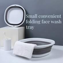 1pc Convenient And Stylish Foldable Washbasin, Portable Foldable Washbasin, Vegetable Washing, Underwear Washing, Foot Soaking Basin Can Be Used For Home, School, Office, Car, More Space Saving. Foldable Sink Basin Saves Space - Durable Plastic, Portable Foldable Washbasin, Suitable For Home, Dormitory, Camping