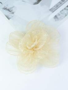 Elegant Handmade Chiffon Large Floral Brooch Hair Clip, For Women Clothing, Wedding Accessories - Yarn Flower - View 19