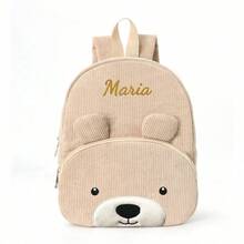 Custom Embroidered Corduroy Animal Backpack With Personalized Name, Cute Fox And Bear Design, Lightweight Large Capacity Casual Daypack, Laptop Backpack For Work, School, Commuting, Travel, Outdoor, Versatile Gift For Women, Teens, Friends, Birthday, Holidays, All-Purpose, Large Capacity, Versatile - Multicolor - View 16