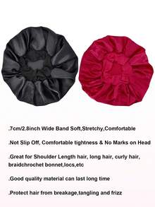 2Pcs Bonnet For Women Solid Hair Bonnet Silk Bonnet Satin Bonnet Breathable Soft Perfect For Sleeping And Hair Care Hair Sleep Cap - Multicolor - View 10