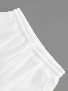 1pc Men's White Drawstring Casual Waffle Fabric Shorts, Loose Fashionable Comfortable Versatile, Suitable For Sports, Leisure And Beach Outings - White - View 6