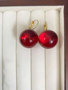 2 pares/set o individual Pendientes de óvalo geométrico de resina acrílica de colores tipo macaron para mujeres, diseño minimalista adecuado para primavera/verano, citas, fiestas, ir y venir, multiocasiones - Redondo multicolor - Ver 24