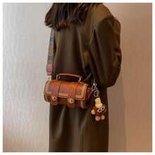 Summer Retro Style Single-Shoulder Crossbody Bag, Adjustable Printed Shoulder Strap, Soft Artificial Leather, Magnetic Buckle, Foldable Decoration, Perfect For Work, Commuting, Dates And Parties, Perfect Travel Accessory