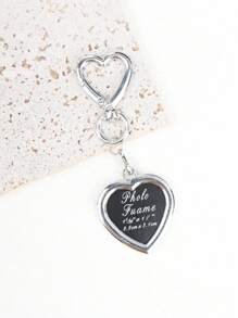 1pc Unisex Apple Heart Shaped Key Chain, Photo Frame Keyring, Personalized Couple's Memorabilia, Bag Pendant