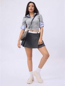 DareSee 2024新款厚底英式瑪麗珍平底鞋 女款一腳蹬樂福鞋 黑色 音樂節 Y2K 風格 秋冬禮物 萬聖節 - 米色 - 查看 5