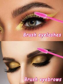 50支/套 玫瑰红睫毛膏一次性微型睫毛梳刷套装，睫毛延长刷，睫毛膏涂抹棒，眉刷