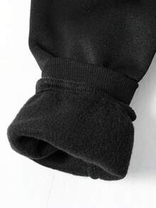 Tween Boy Cartoon Spider Print Warm Hoodie And Sweatpants Set - Black - View 8