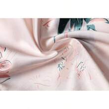DandyChic Women's Long Floral Satin Robes Imitation Silk Sleepwear Bridal Dressing Gown For Bridesmaid Nightgownhalloween - 綠花 - 查看 3